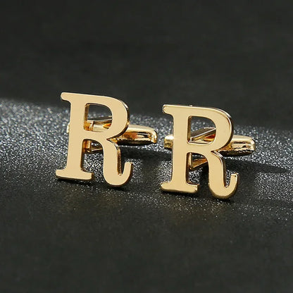 Gold Letters A-Z Cufflinks for Men