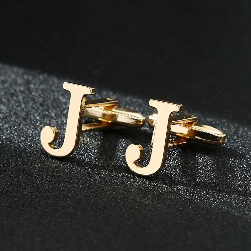 Gold Letters A-Z Cufflinks for Men