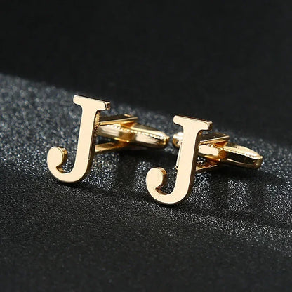 Gold Letters A-Z Cufflinks for Men