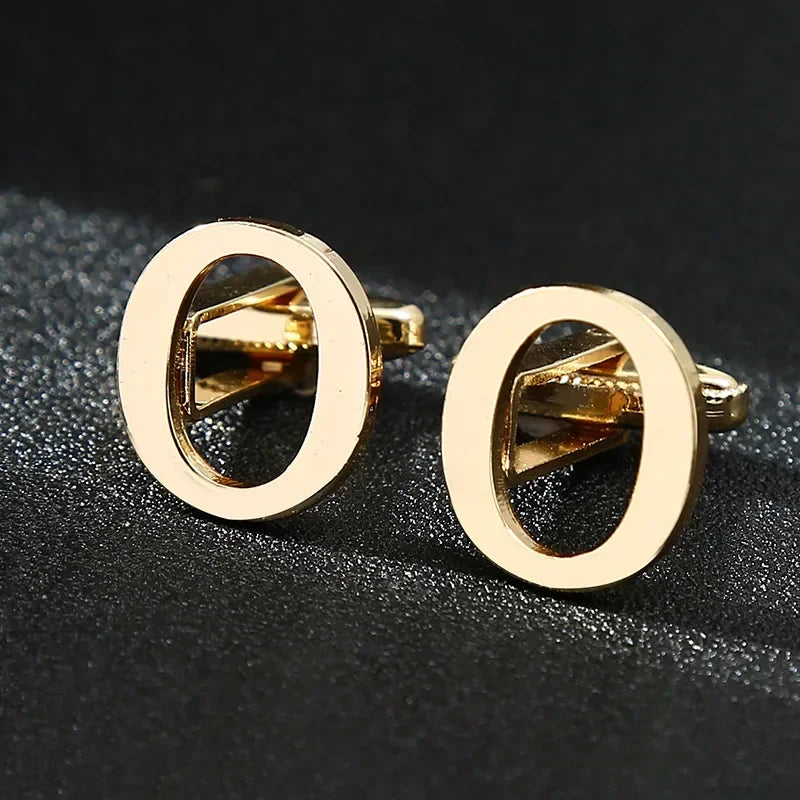 Gold Letters A-Z Cufflinks for Men