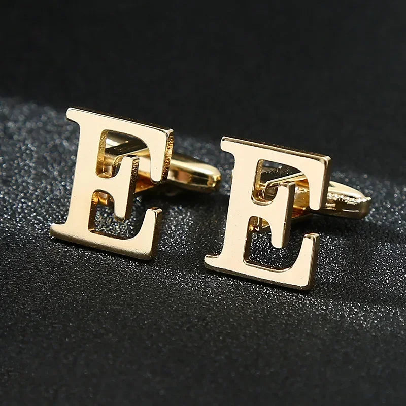 Gold Letters A-Z Cufflinks for Men