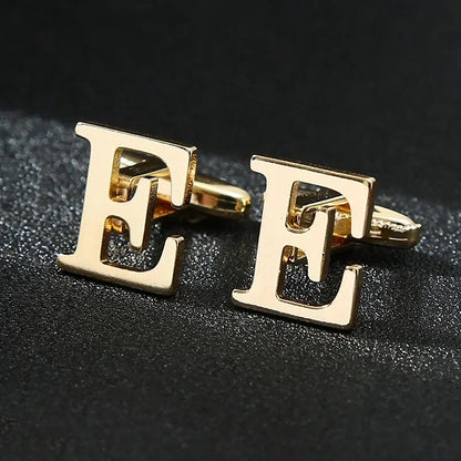 Gold Letters A-Z Cufflinks for Men