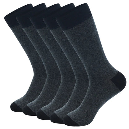 5 Pairs Large Size Fashion Business Men Dress Socks High Quality Stripe Black Gray Pure Men Cotton Socks Size EU41-48