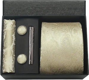 Silk Necktie with Gift Box (includes FREE handkerchief, tie clip, and cufflinks)