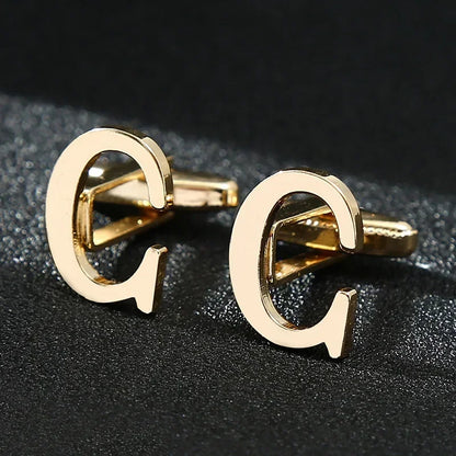 Gold Letters A-Z Cufflinks for Men