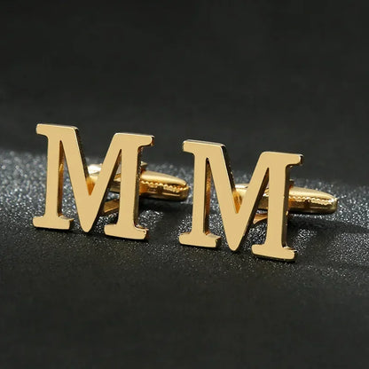 Gold Letters A-Z Cufflinks for Men