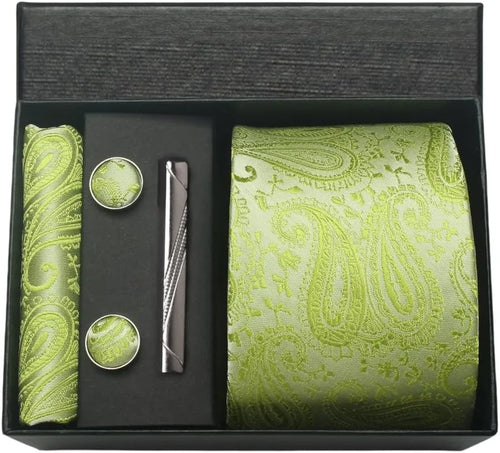 Silk Necktie with Gift Box (includes FREE handkerchief, tie clip, and cufflinks)