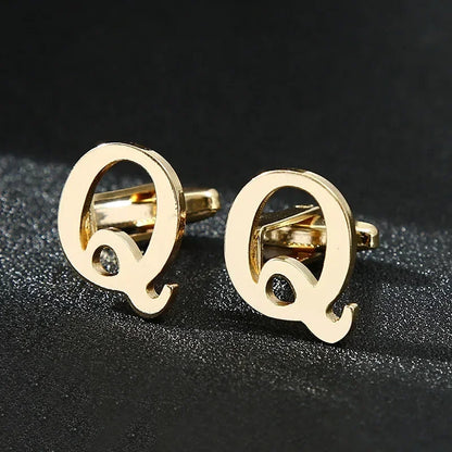 Gold Letters A-Z Cufflinks for Men