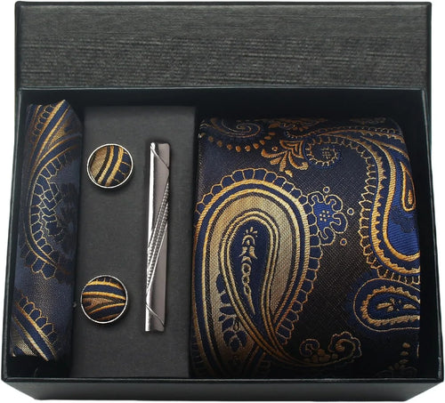 Silk Necktie with Gift Box (includes FREE handkerchief, tie clip, and cufflinks)