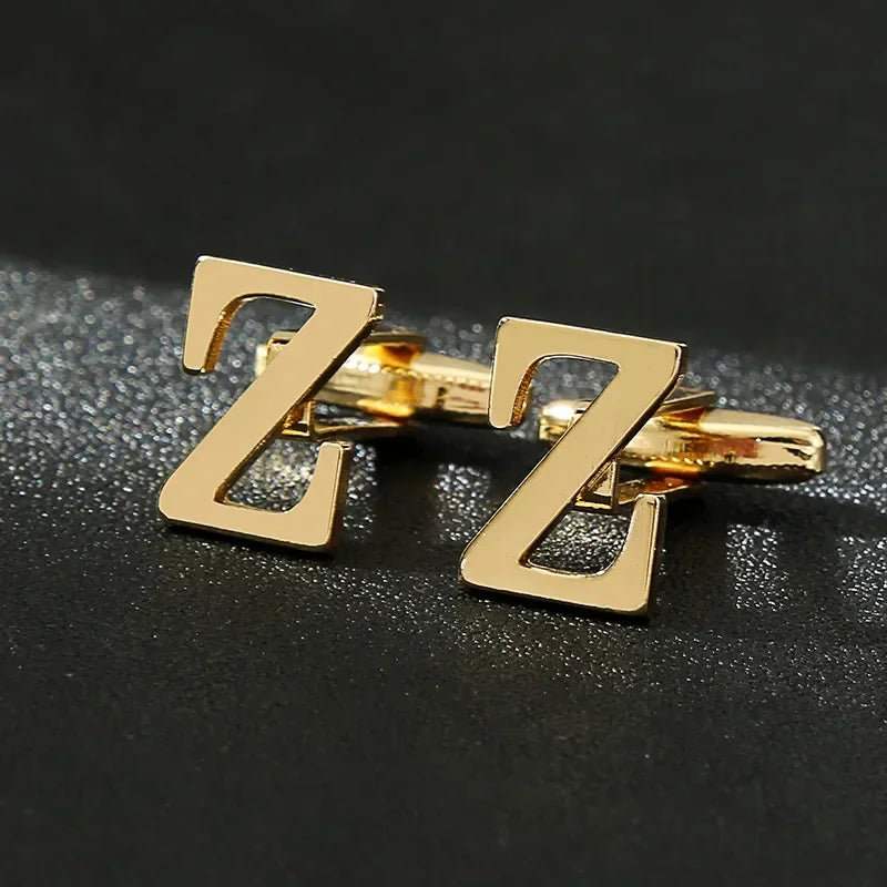 Gold Letters A-Z Cufflinks for Men