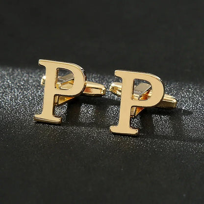 Gold Letters A-Z Cufflinks for Men