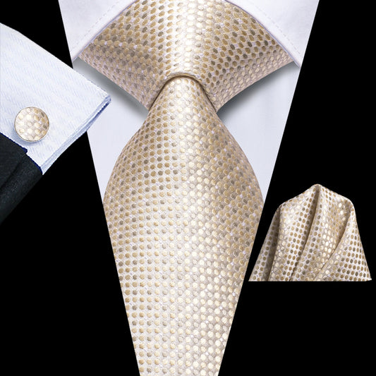 Designer Polyester Tie Set for Men – Includes Hanky & Cufflinks