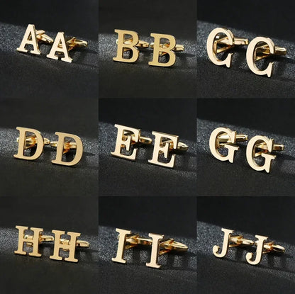Gold Letters A-Z Cufflinks for Men