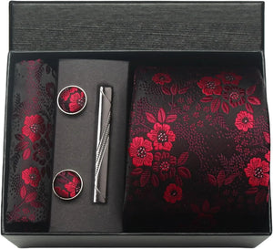 Silk Necktie with Gift Box (includes FREE handkerchief, tie clip, and cufflinks)