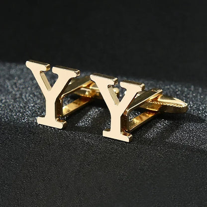 Gold Letters A-Z Cufflinks for Men
