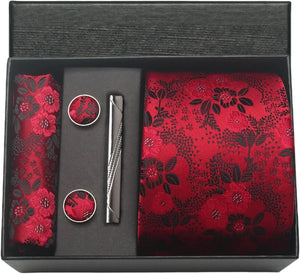 Silk Necktie with Gift Box (includes FREE handkerchief, tie clip, and cufflinks)