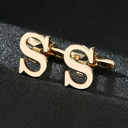Gold Letters A-Z Cufflinks for Men