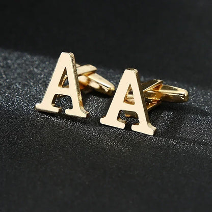 Gold Letters A-Z Cufflinks for Men