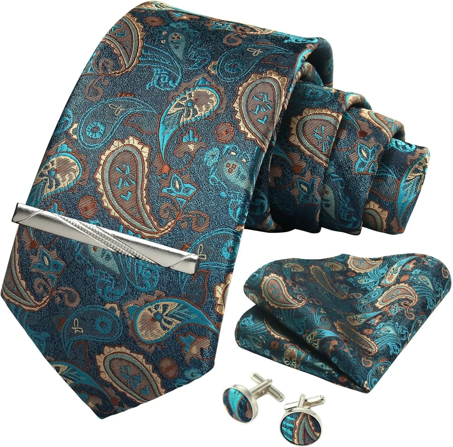 Silk Necktie with Gift Box (includes FREE handkerchief, tie clip, and cufflinks)