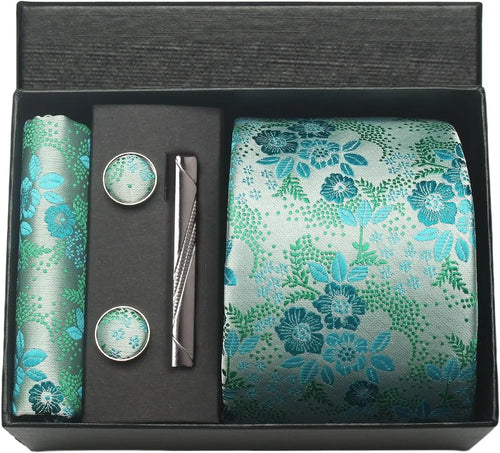 Silk Necktie with Gift Box (includes FREE handkerchief, tie clip, and cufflinks)