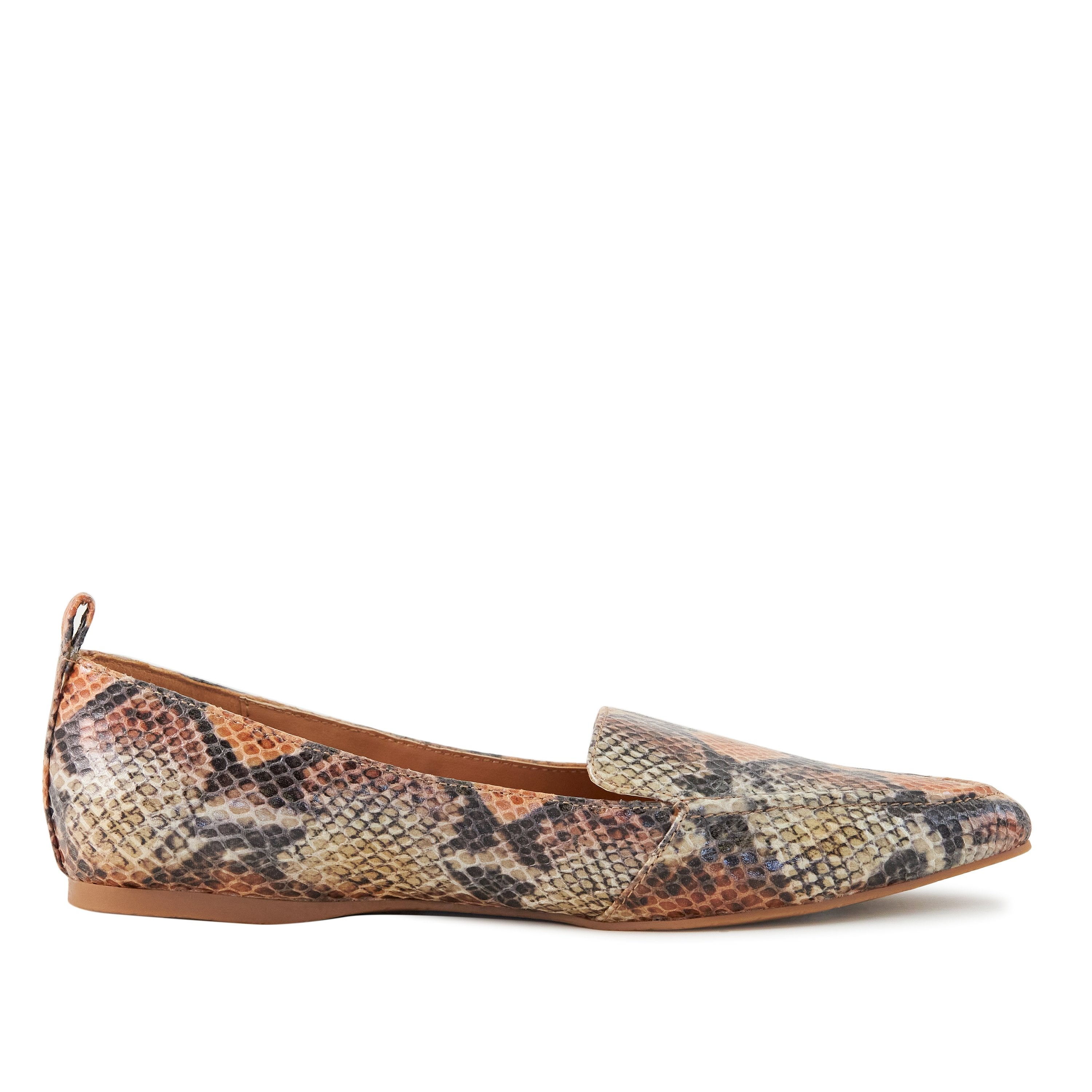 Women's Flat Socialite Orange Snake Skin