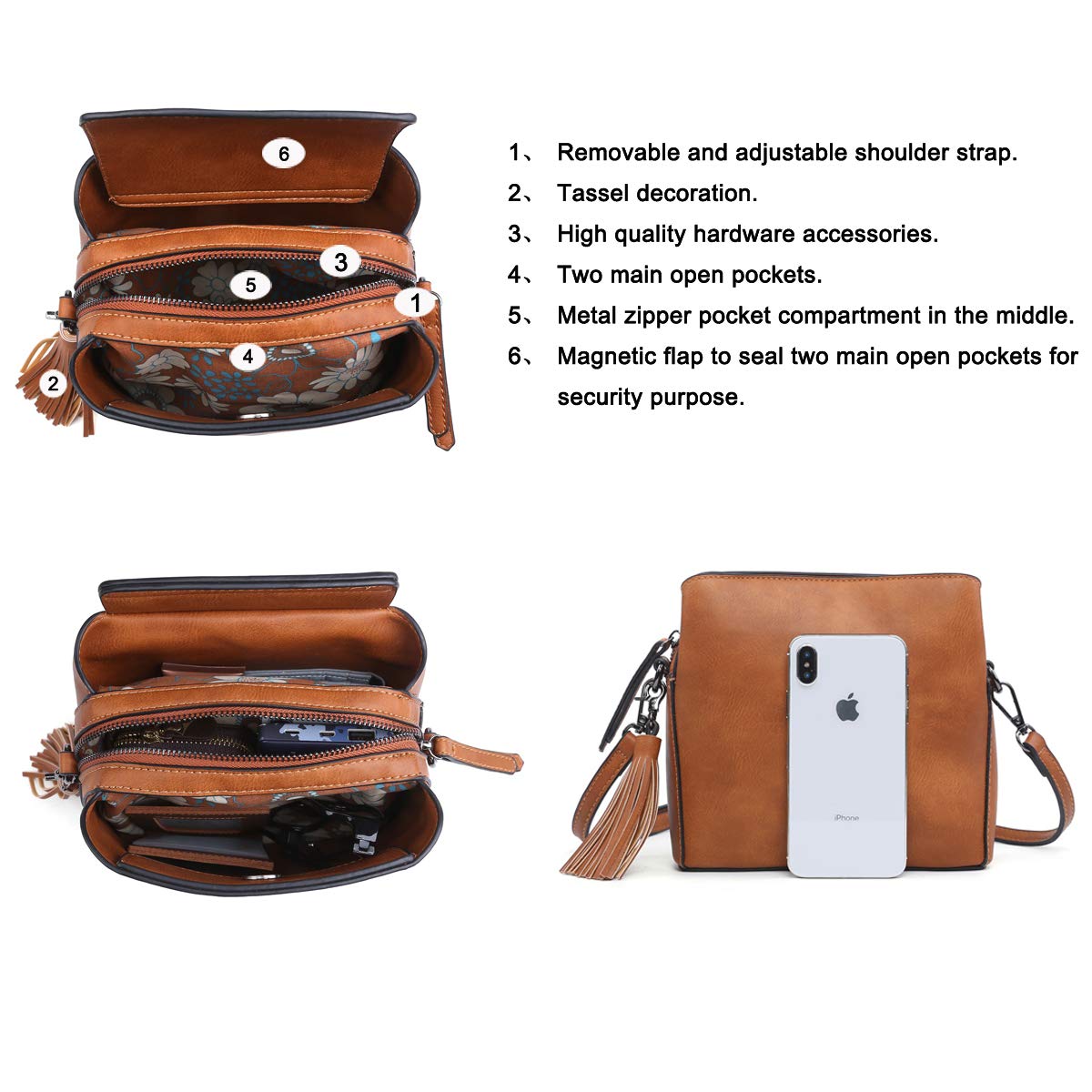 Small Crossbody Bag Triple Multipockets