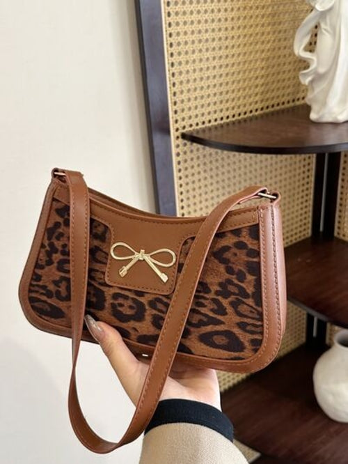 Bow Leopard PU Leather Handbag