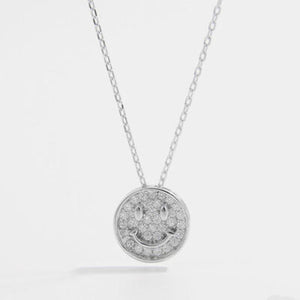 925 Sterling Silver Zircon Smiley Face Necklace