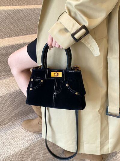 Suede Adjustable Strap Double-Use Handbag