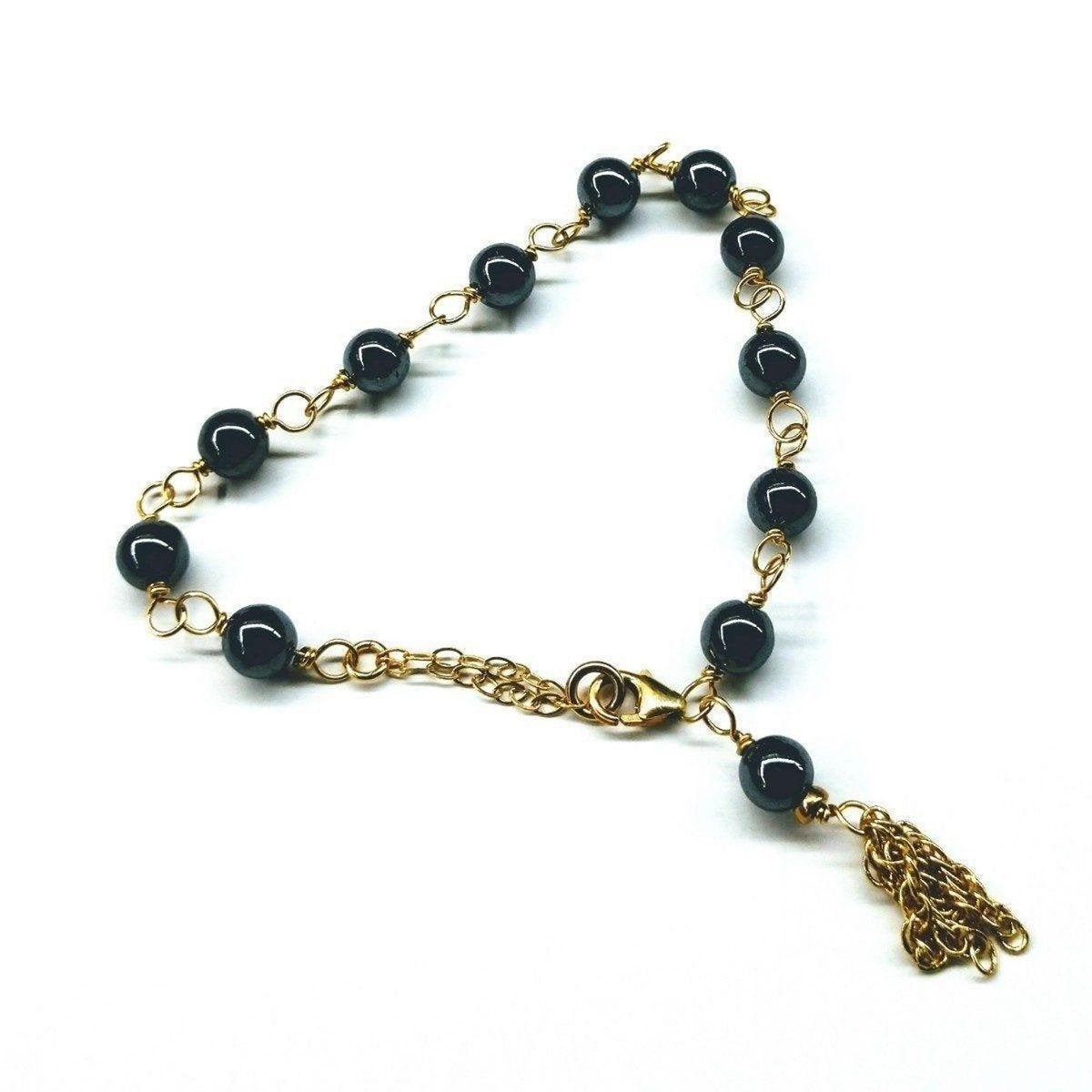 Adjustable 14 KT Gold Filled Hematite Gold Chain Tassel Bracelets