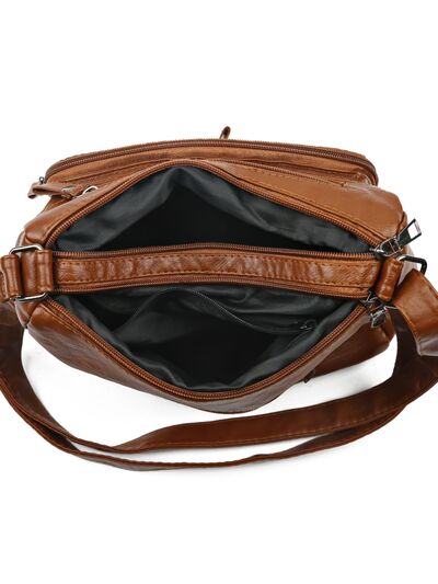 Multi Pockets PU Leather Shoulder Bag