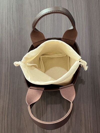 PU Leather Braided Bucket Bag