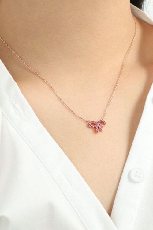 925 Sterling Silver Bow Necklace