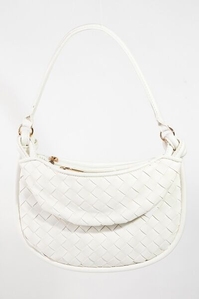 Fame PU Leather Basket Weave Half Moon Bag