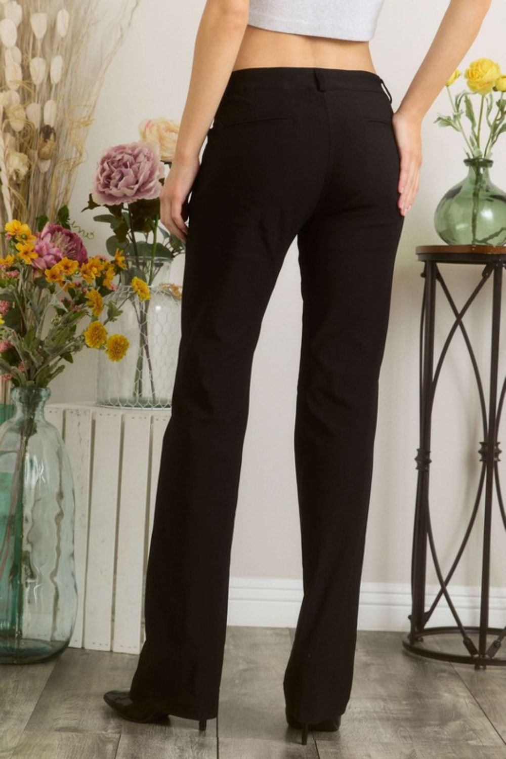 Mittoshop Full Size Solid Color Pants with Pocket Plus Size