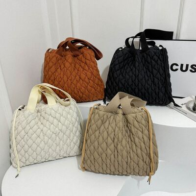 Drawstring Bubble Texture Tote Bag