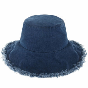 Wide Brim Frayed Bucket Hat