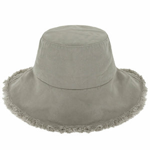 Wide Brim Frayed Bucket Hat