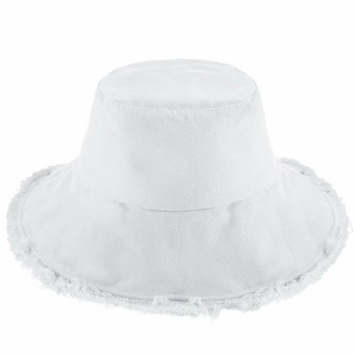 Wide Brim Frayed Bucket Hat