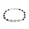 Lapis Lazuli and Freshwater Pearl Sterling Silver Chain Bracelet