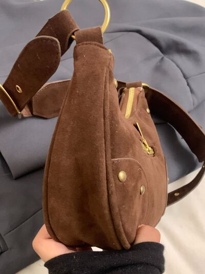 Suede Adjustable Strap Shoulder Bag