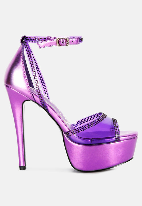 Cinderella Rhinestones Embellished Stiletto Platform Sandals