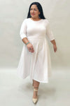 Plus Size Midi, A-Line Dress with 3/4 Sleeves and Pockets