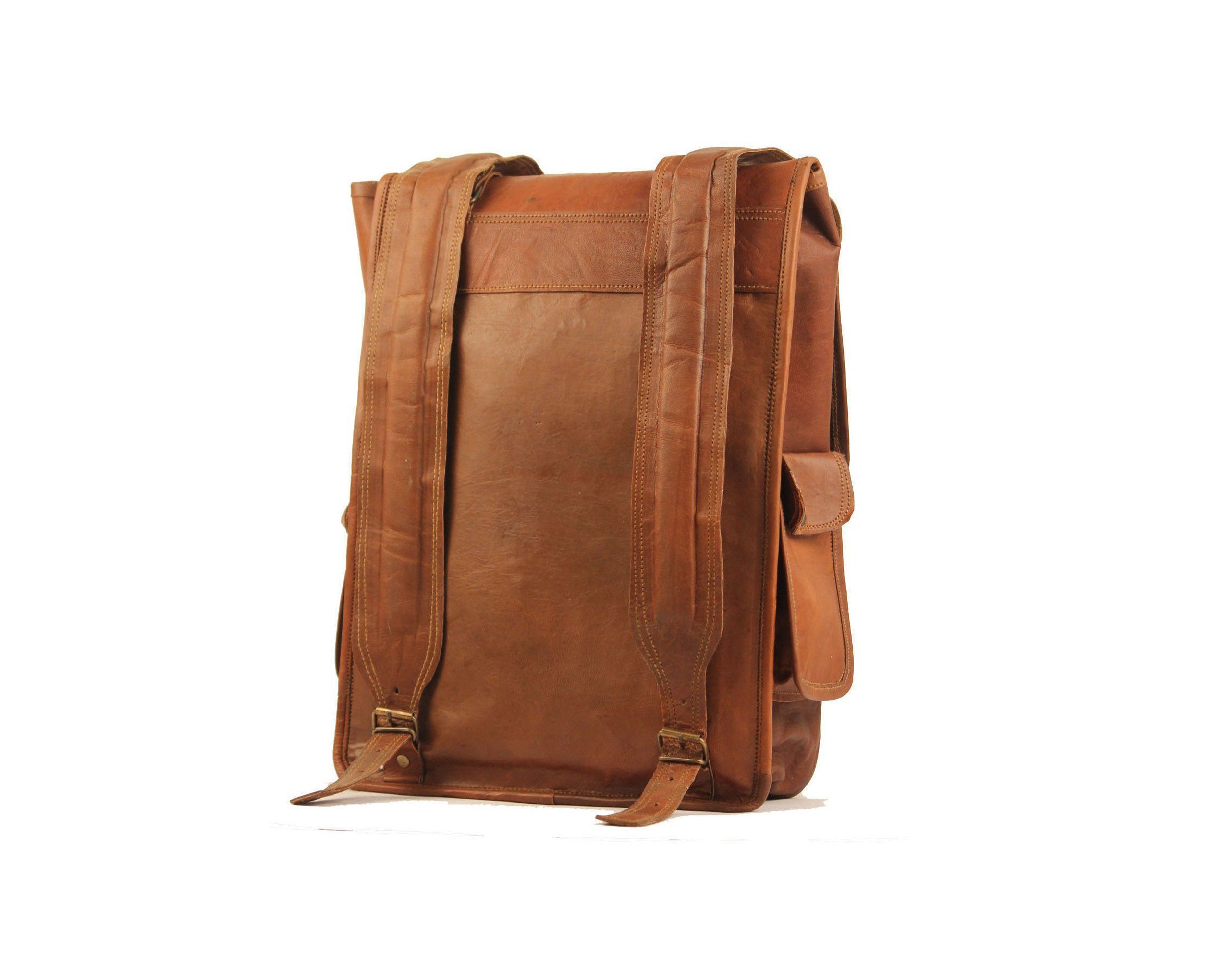 Vintage Leather Laptop Backpack Shoulder Bag Rucksack Bag.