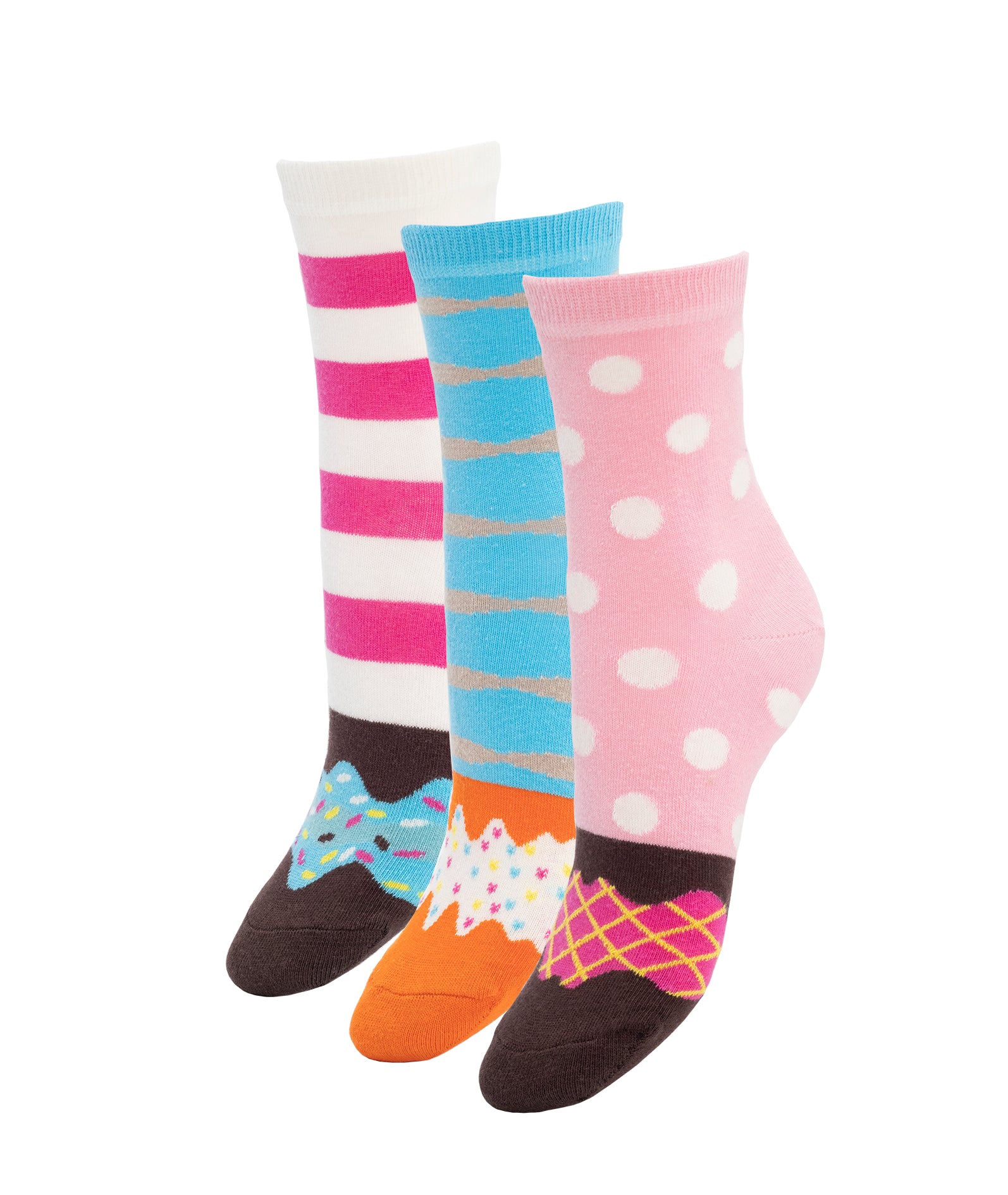 Women's Donut Socks Gift Box Colorful & Soft Cotton Crew Socks 3 pack