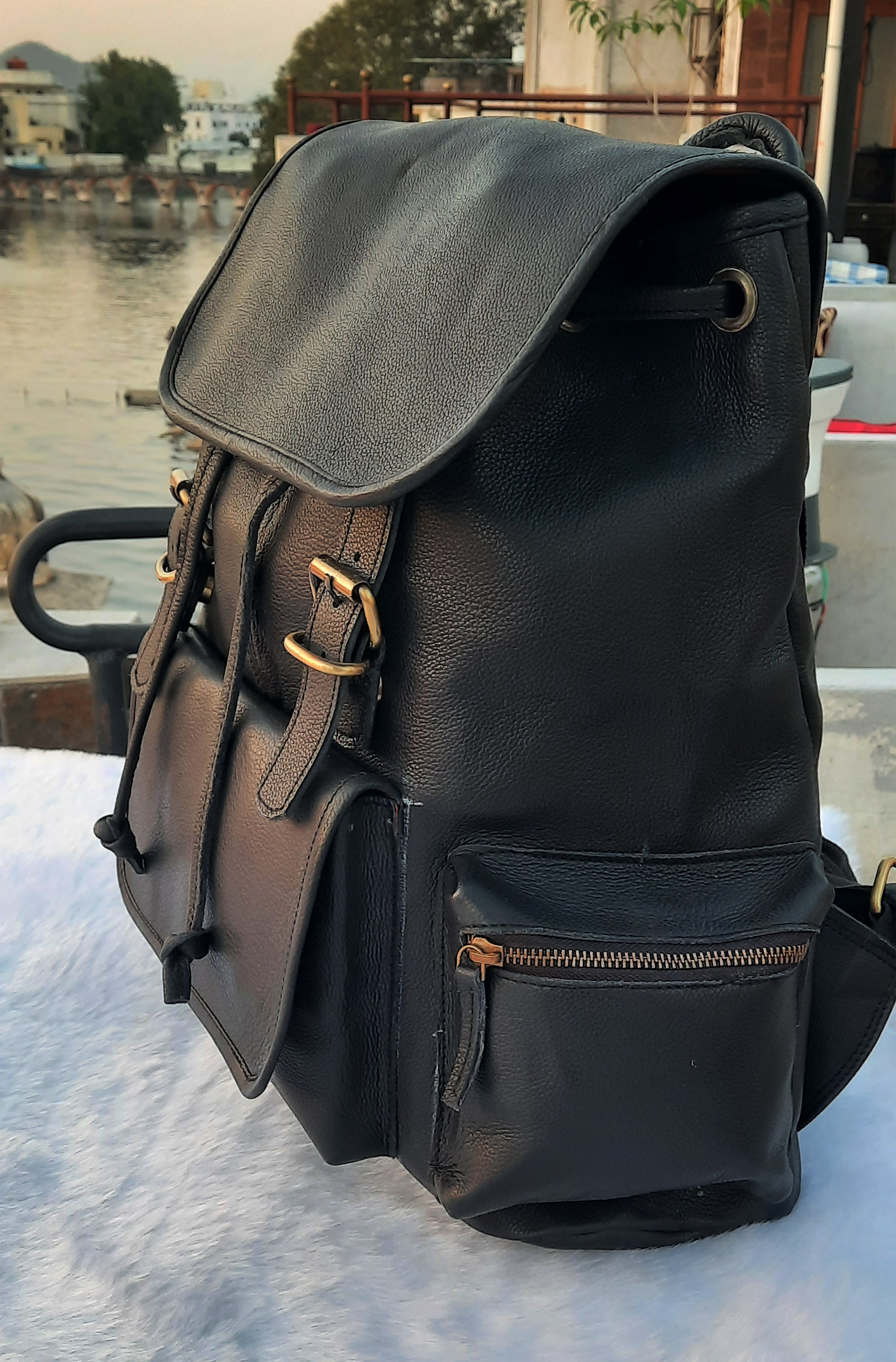 Leather Backpack – Handmade 15.5 Inch Unisex Backpack.