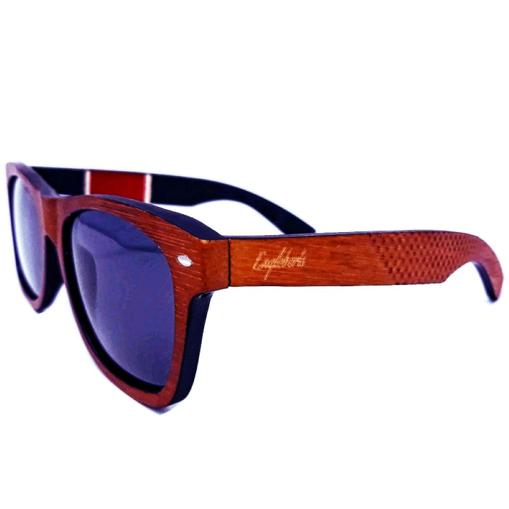 Red Stripe Two Tone Sunglasses, Engraved and Polarized