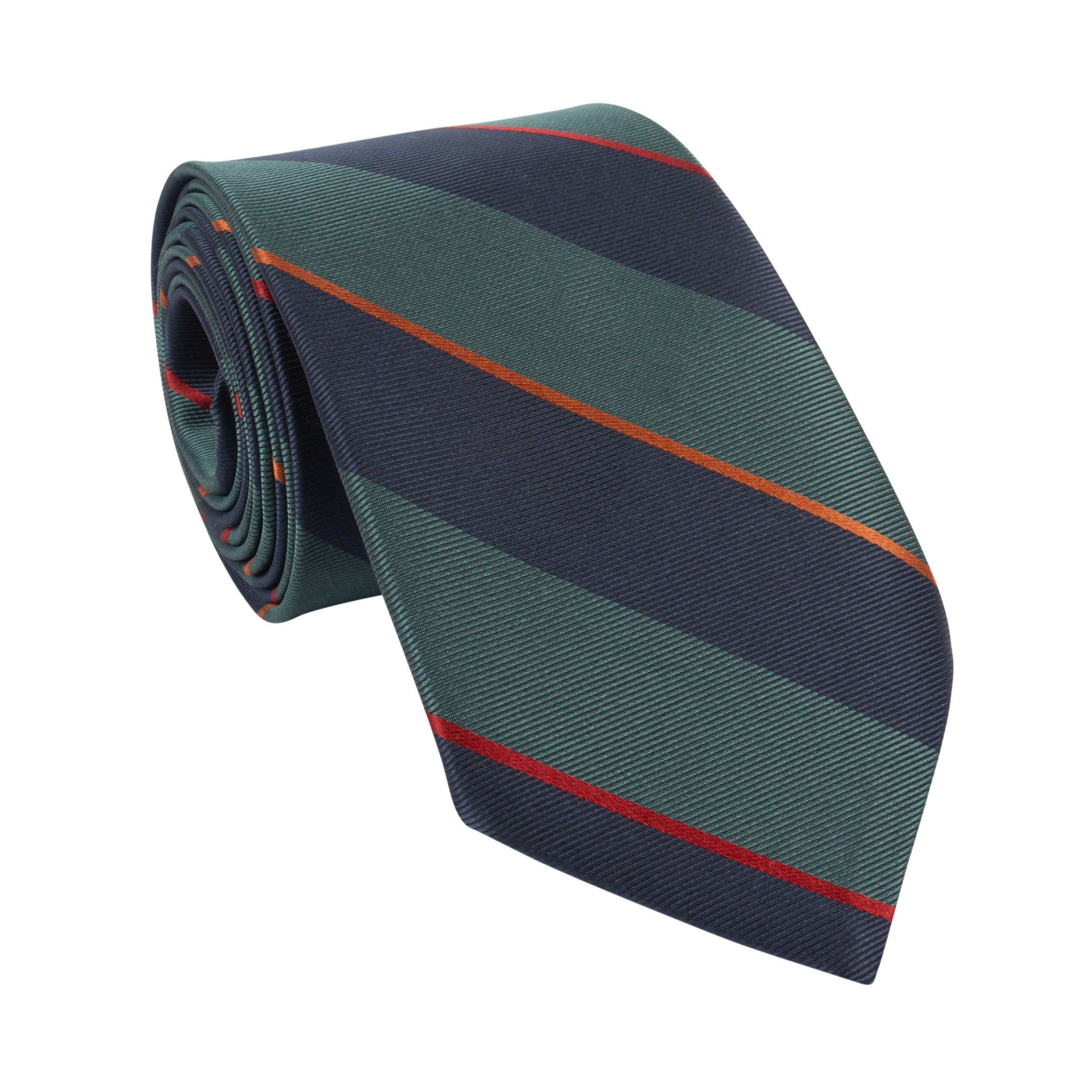 Biella Green/Navy Stripe Silk Tie