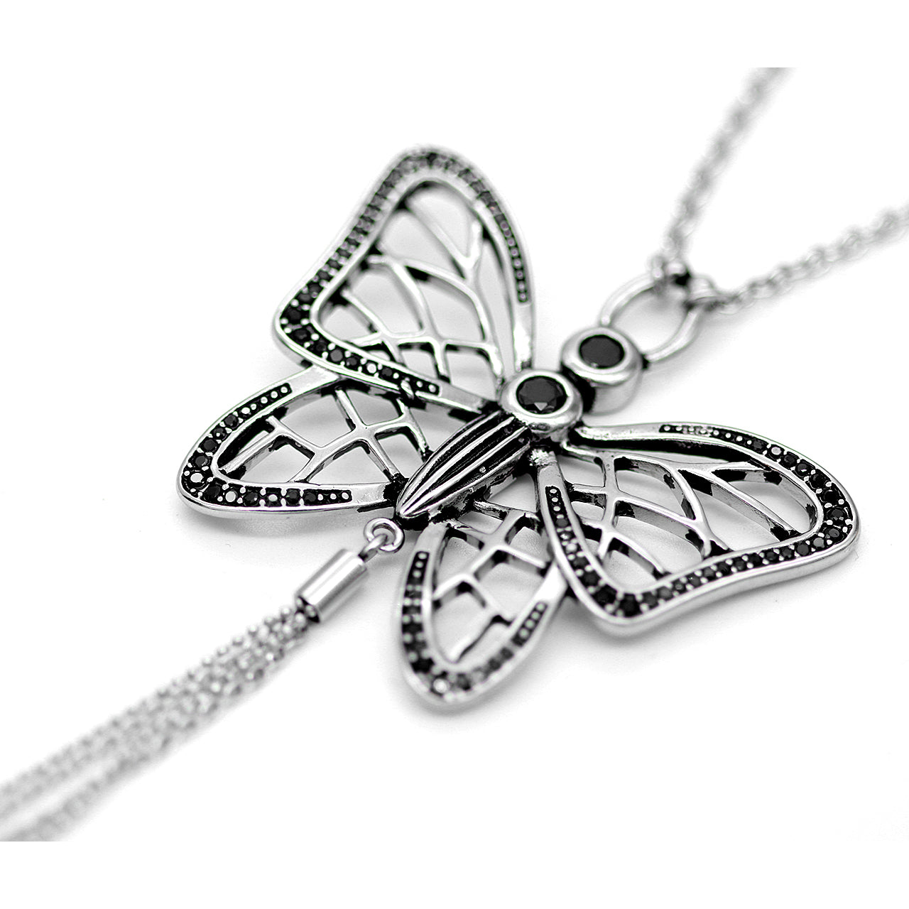 Butterfly Necklace Gossamer Wings with Cubic Zirconia