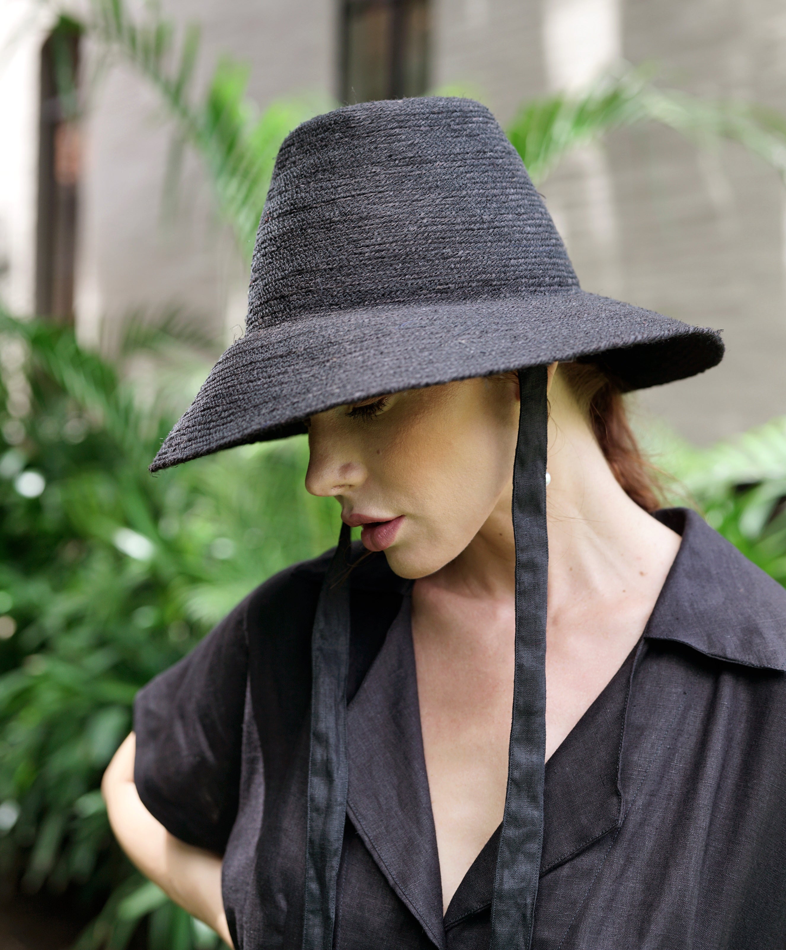 MEG Jute Straw Hat In Black